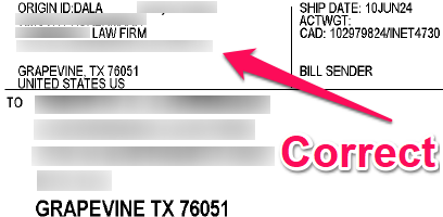 Correct Return Shipping Label Address